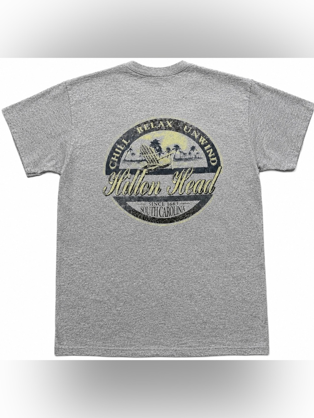Vintage distressed Hilton Head Heather Gray Crewneck T-Shirt - size S